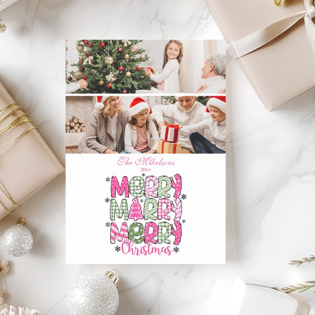 2 Photo Pink Green Merry Christmas Holiday (Creator Uploaded)