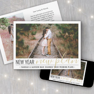 2 Photo Reduced Wedding New Years Change of Plans Holiday Card