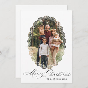 2 Photo Retro Christmas Elegant Vintage Lace Frame Holiday Card