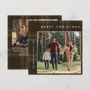2 Photo Retro Christmas Plaid Greeting Holiday Card