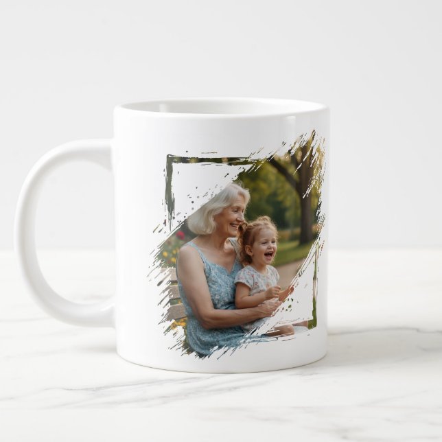 2 Photo Scribble Frame Template Personalized Large Coffee Mug (Left)