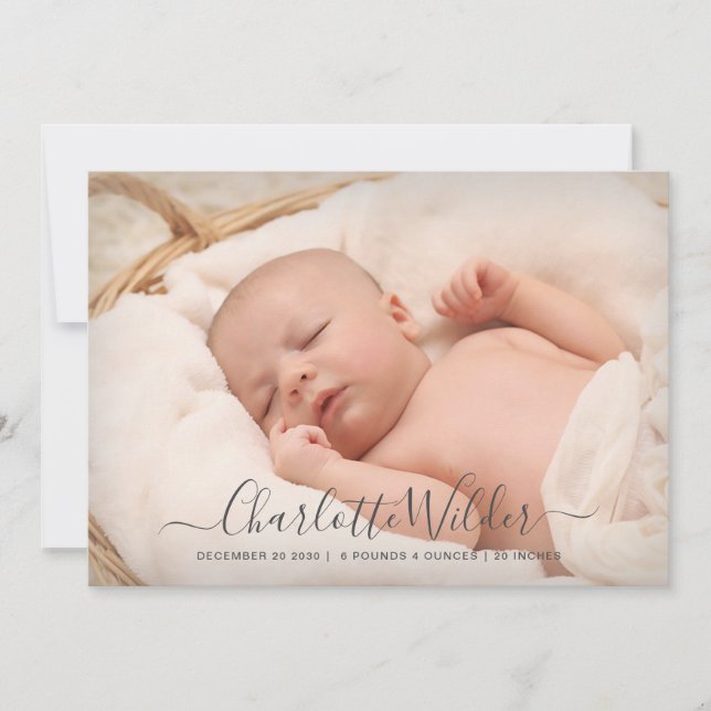 2 Photo Script Name Birth Announcement (Front)