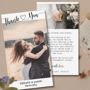 2 Photo Simple Elegant Wedding Hand Lettered Heart Card