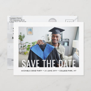 2 Photo Simple Modern Graduation Save the Date Postcard