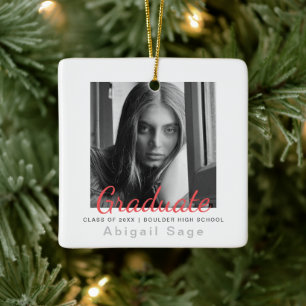 2 Photo Simple Modern Minimalist Graduation Ceramic Ornament