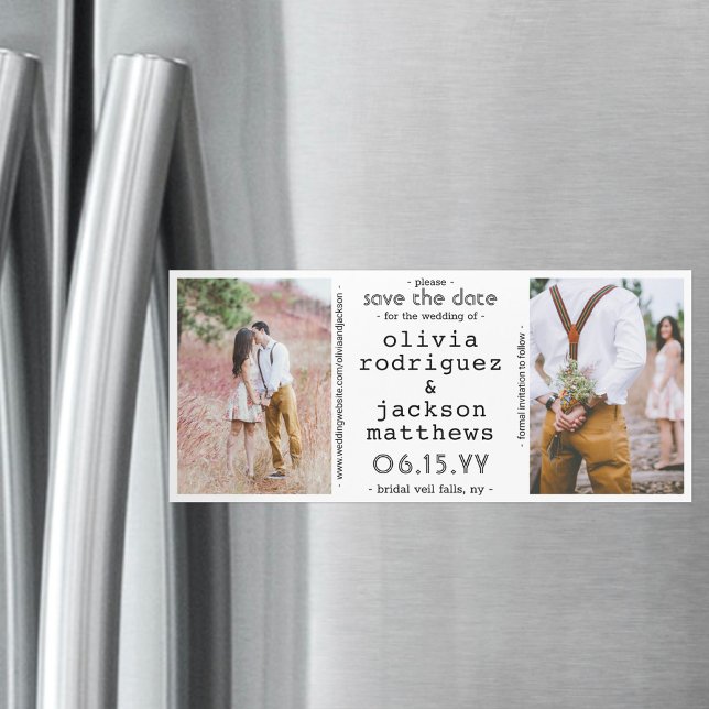 2 Photo Simple Modern Wedding Save the Date Magnetic Invitation (Creator Uploaded)