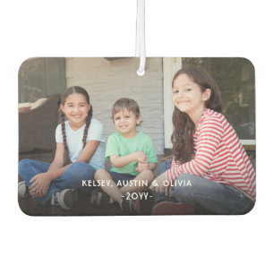2 Photo Simple Modern White Text Overlay Car Air Freshener