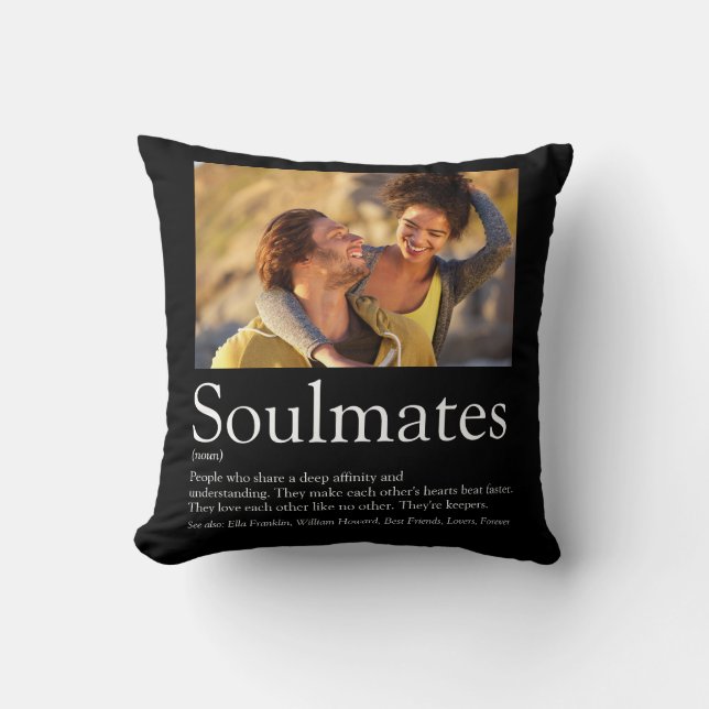2 Photo Soulmates Definition Black And White Cushion (Front)