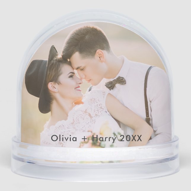 2 Photo Stylish Modern Christmas Holiday  Snowglobe (Front)