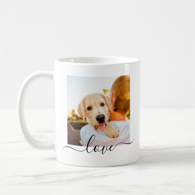 2 Photo Template Double Sided Love Text White Coffee Mug (Left)