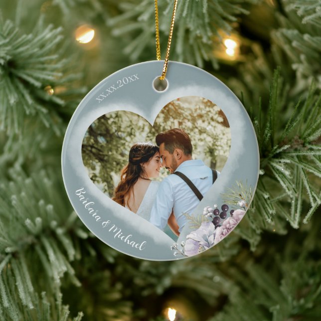 2 Photo Template Personalised  Ceramic Ornament (Tree)