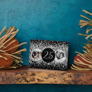 2 Photo Then and Now Silver Wedding Anniversary  Plaque