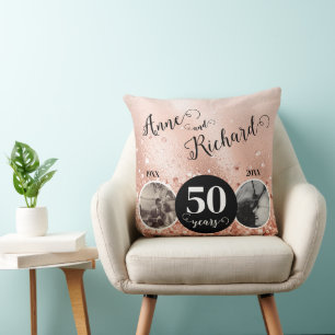 2 Photo "Then and Now" Wedding Anniversary Cushion