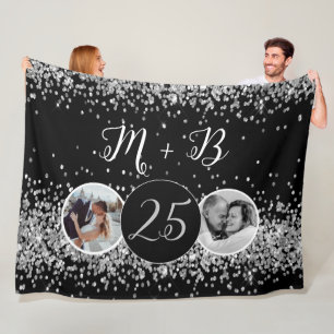 2 Photo Then and Now Wedding Anniversary Fleece Blanket