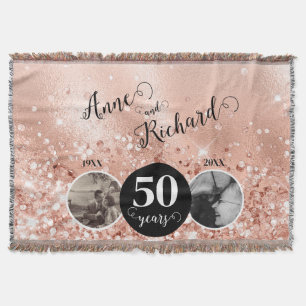 2 Photo "Then and Now" Wedding Anniversary Throw Blanket