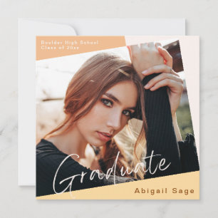 2 Photo Trendy Modern Natural Graduation Invitation