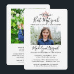 2 Photo Virtual Bat Mitzvah Modern Pink Rose Gold Invitation<br><div class="desc">Whether friends and family are practicing social distancing or just live far away, connect with them online with a virtual bat mitzvah ceremony and drive-by celebration. This stylish modern invitation makes it possible to share 2 photos and invite guests to a long distance online event via livestreaming. All text is...</div>