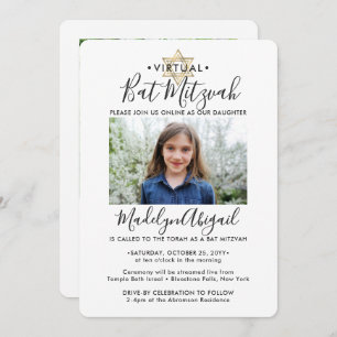 2 Photo Virtual Drive-by Bat Mitzvah Modern Zoom Invitation