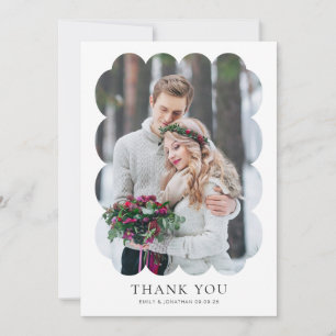 2 photo Wavy Frame Newlywed Wedding Thank you Card
