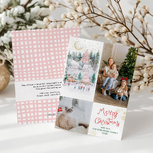 2 Photo Whimsical Winter Village Merry Christmas  Holiday Card