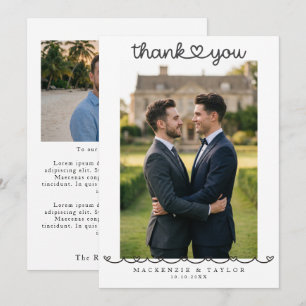 2 Photographs Personalised Gay Wedding Message Thank You Card