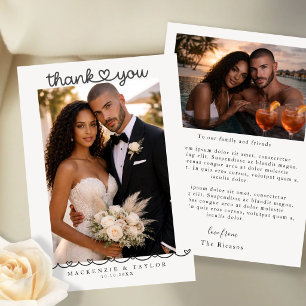 2 Photographs Personalised Wedding With Message Thank You Card