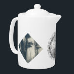 2 Photos 10th,11,20,25,70th Wedding Anniversary<br><div class="desc">Looking for that unique,  original graphics,  two photos,  10th, 11th, 20th, 25th,  or 70th wedding anniversary designed teapot for them? Then this might be it; original artwork,   tin,  silvery or platinum emblem on this stunningly printed white teapot! They'll enjoy having it all year round as well :)</div>