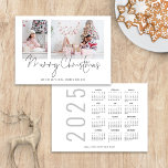 2 Photos 2025 Calendar Script Merry Christmas Holiday Card<br><div class="desc">Modern 2 Photos Family Script 2025 Calendar Merry Christmas.  Simply replace the two sample photos with your own and personalise with your greeting and names at the bottom. Merry Christmas is in a stylish set script.</div>