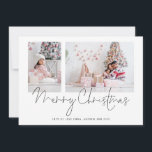 2 Photos 2026 Calendar Script Merry Christmas Holiday Card<br><div class="desc">Modern 2 Photos Family Script 2026 Calendar Merry Christmas.  Simply replace the two sample photos with your own and personalise with your greeting and names at the bottom. Merry Christmas is in a stylish set script.</div>