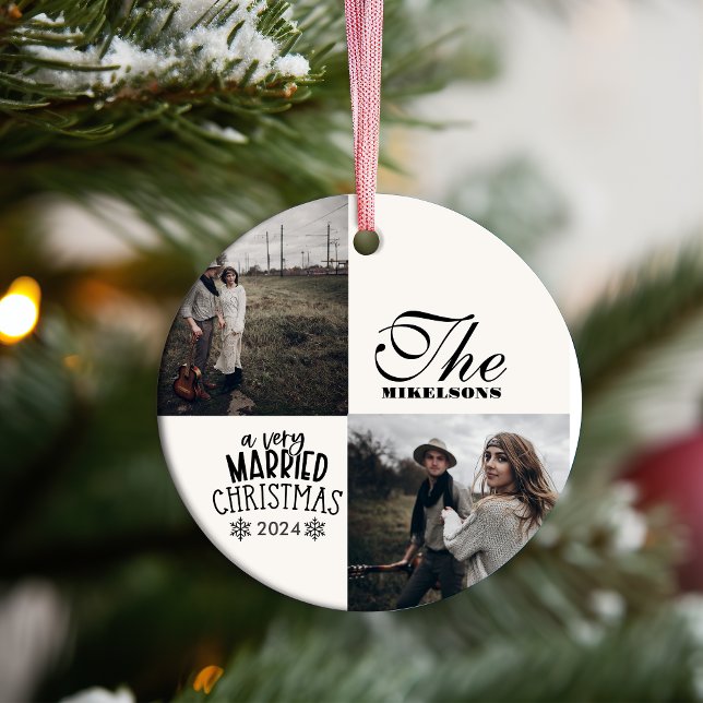 2 Photos A Very Married Christmas Ceramic Ornament (Creator Uploaded)