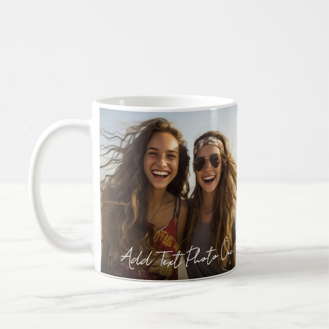 2 Photos and Minimal Script Text Overlay Coffee Mug (Left)
