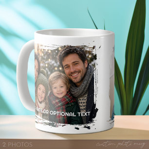 2 Photos and Text - Horizontal Brushstroke Coffee Mug