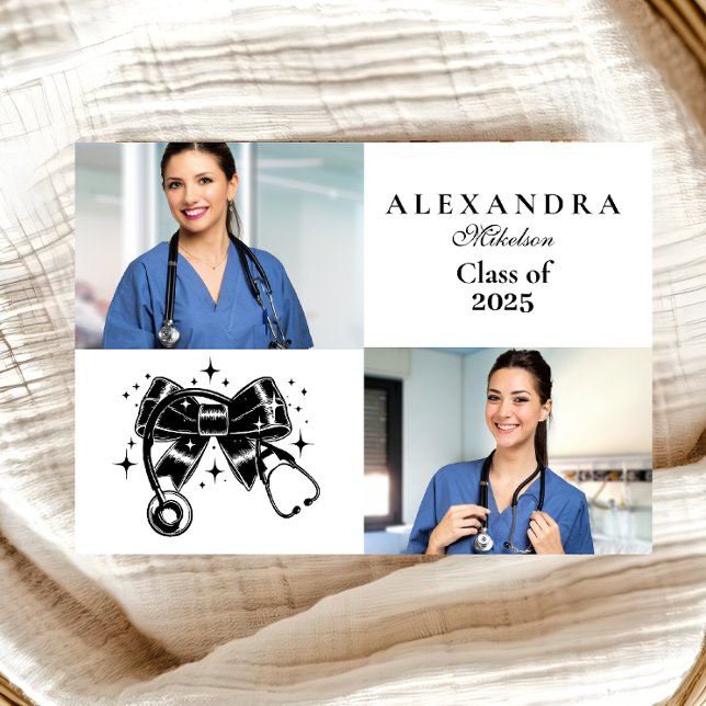 2 Photos Black Bow Nursing School Graduate Announcement (Creator Uploaded)