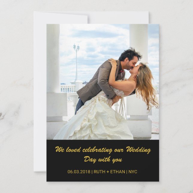 2 Photos -both sides Wedding Photo Thank You Card (Front)