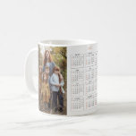 2 photos calendar 2025 simple family Mug<br><div class="desc">Custom 2 photos calendar 2025 family mug for parents,  mothers,  moms,  couples,  relatives,  grand-parents,  family. Pretty simple minimalist white mug with 2025 calendar and photographies. Custom script handwriting for the year. Annual,  monthly calendar for family birthdays reminders. Simple photo mug for christmas,  holidays,  birthdays.</div>