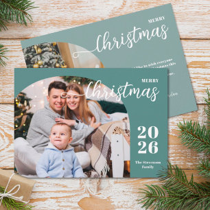 2 photos Christmas arch modern minimalist Holiday Card