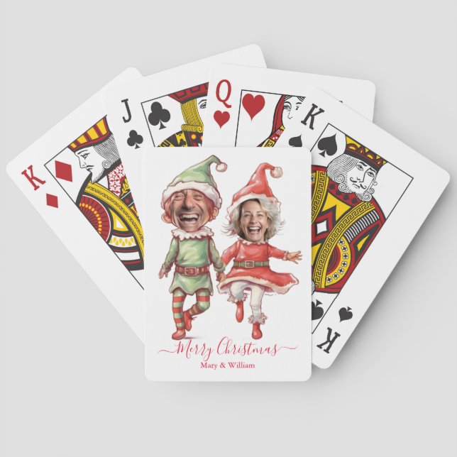 2 Photos Christmas elves  Playing Cards (Back)