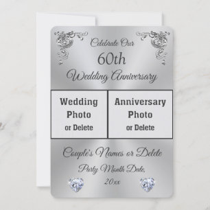 2 Photos, Custom, Diamond Anniversary Invitations
