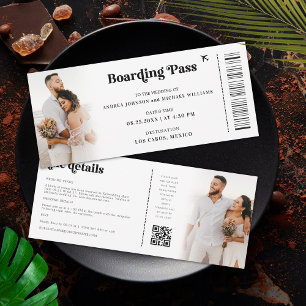 2 Photos Destination Ticket Boarding Pass Wedding Invitation