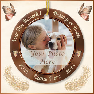 2 Photos, Dog Memorial Christmas Tree Ornaments