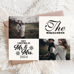 2 Photos First Christmas as Mr and Mrs Holiday Card