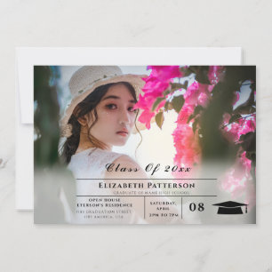 2 Photos Graduation simple elegant Script Invitation