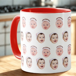2 Photos Mug, Personalized Cute Baby Face Photo Mug