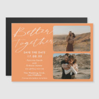 2 photos orange cool better together save the date
