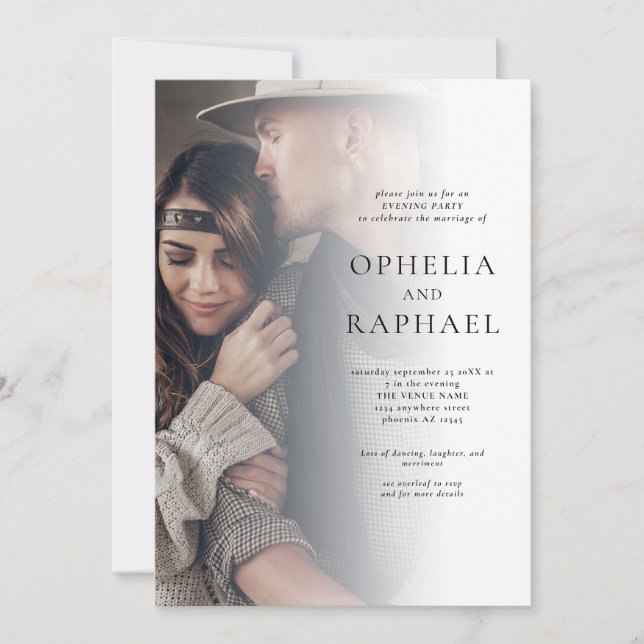 2 Photos QR Code Bohemian Wedding Evening Party Invitation (Front)