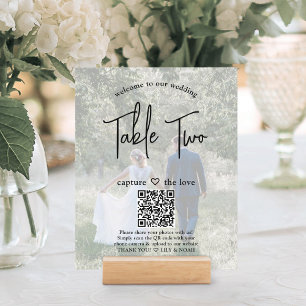 2 Photos & QR Codes Wedding Website Table Number