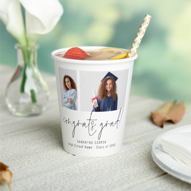 2 Photos Script Congrats Grad Thanks Paper Cups (Insitu)