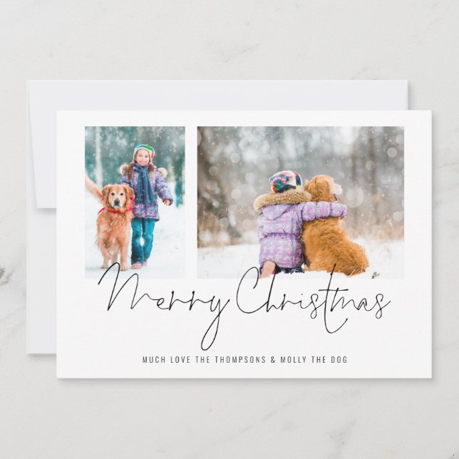 2 Photos Script Family and Dog Merry Christmas (Front)