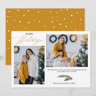 2 photos terracotta watercolor happy Holiday Card
