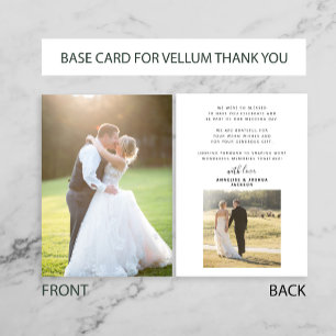 2 photos wedding thank you base for vellum card